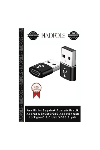 Ara Birim Seyahat Aparatı Pratik Aparat Dönüştürücü Adaptör Usb To Type-c 3.0 Usb Yd68 Siyah