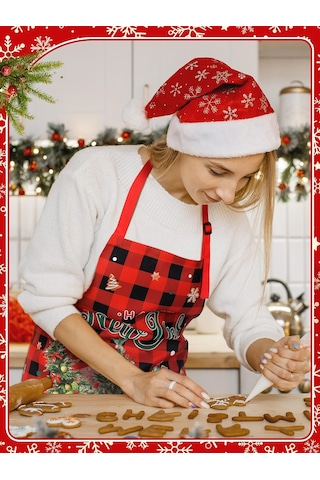 4 Adet Su Geçirmez Çiçek Önlük Seti Ayarlanabilir Çiçek Mutfak Önlüğü Kırmızı Siyah, Noel Cüceleri Diğer