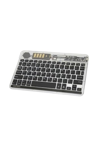 Zr612 Taşınabilir Ultra İnce İpad Tablet Laptop Uyumlu Rgb Işıklı Şeffaf Bluetooth Klavye
