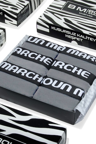 Boun Marche Erkek Boxer Likralı Premıum 6'lı Kutu Chester Gri