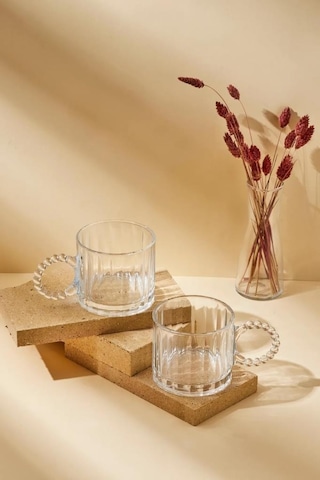 Kapris Boncuk Kulplu Cam Kupa 2'li 250 ML