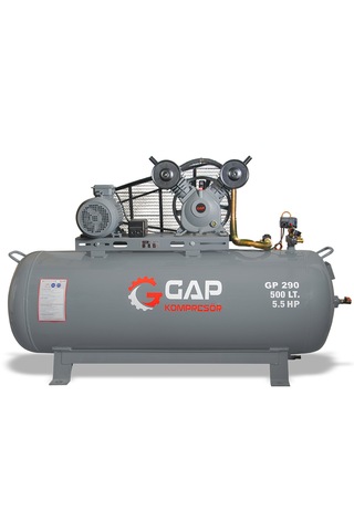 Gap Kompresör Gp290-500 Hava Kompresörü Pistonlu 500lt 2 Kafa 8 Bar 5.5 Hp