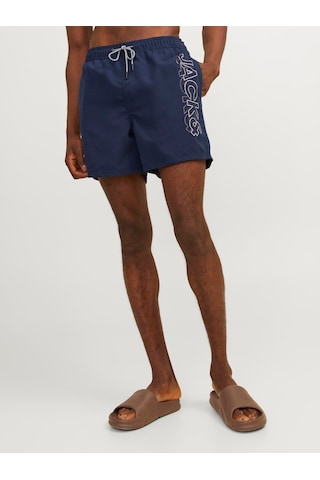 Jack & Jones Jack Jones Yazılı Erkek Deniz Şortu 12253118 Siyah