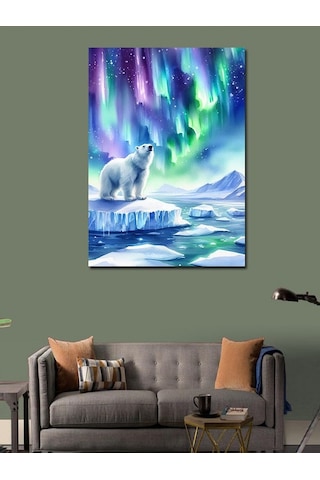 Kanvas Tablo Aurora Ve Kutup Ayısı 50cmx70cm