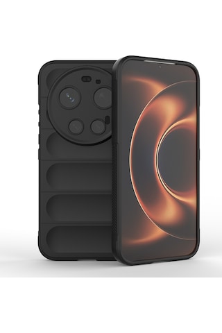 Xiaomi 17 Ultra Kılıf Esnek Tpu Oyuklu Arka Yüzey Tasarımlı Etnik Silikon Kapak Siyah