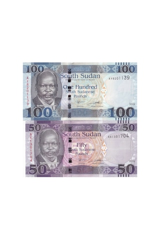 Güney Sudan 2019 Yılı 50 - 100 Pound Yabancı Kağıt Para Set Çil Unc Koleksiyon Para