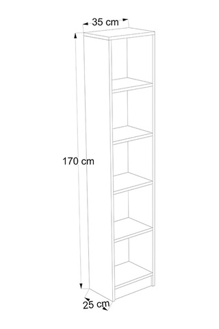Linea Slim Kitaplık 5 Raflı Ahşap