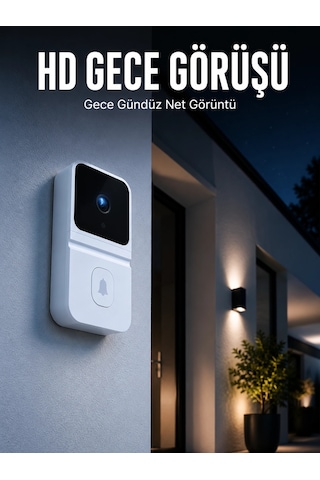 Beyaz Akıllı Güvenlik Kapı Zili Telefon Kontrollü Wi-fi Görüntülü Kapı Zili