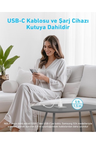 Anker Şarj Cihazı 45w Usb-c Ve Usb-c Kablolu 2'li Set - B2653 - Beyaz Anker Türkiye