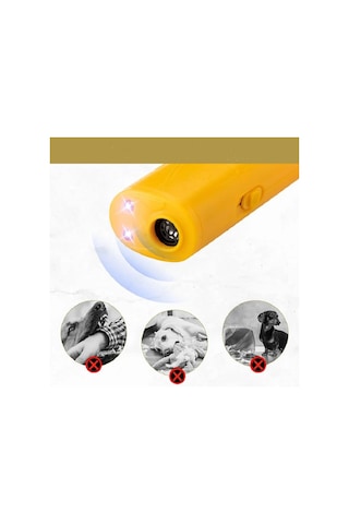 3'ü 1 Arada Köpek Kovucu Havlama Cihazı Ultrasonik Köpek Kovucu Led El Yellow