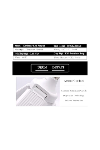 Yeni Nesil Pervane Led Ampul 3 Kol Katlanır 40W Led Pervane Ampul