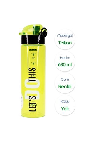 Su Matarası Tritan Geniş Ağız Su Şişesi Lets Do This Spor Matarası Suluğu Bpasız 630 Ml Sarı 0102