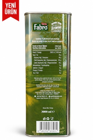 Fabro 3 Lt Teneke Naturel Sızma Zeytinyağı
