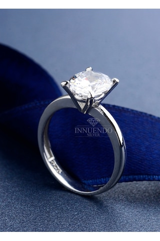 925 Ayar Gümüş 10x8 Mm 4 Karat Oval Tektaş Gümüş