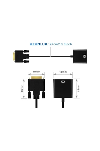 Powermaster Dvi-D To Vga 24+1 Çevirici Adaptör  Kablo