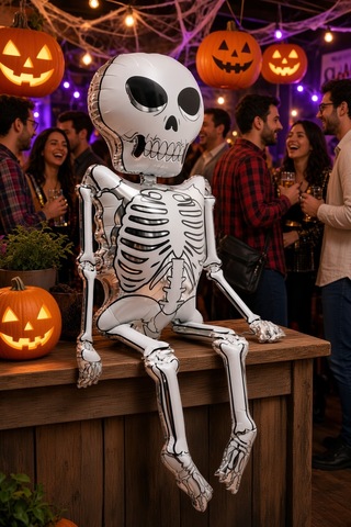 Halloween Folyo Balon İskelet 158x86 Cm Cadılar Bayramı Parti Süsü Büyük Boy Dekorasyon Balonu Çok Renkli