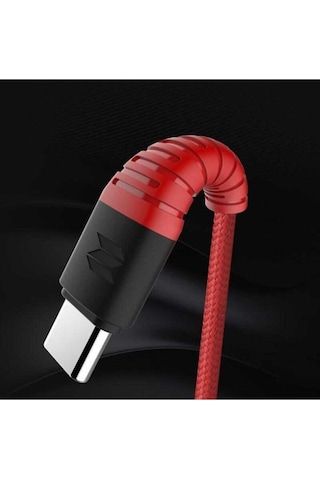 Rock Space Z10 Hi-tensile 120 Cm. 5v/3a Max. Type-c Şarj Ve Data Aktarım Kablosu Kırmızı