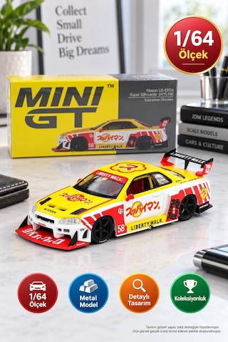 Mini Gt Nissan Skyline Lb-er34 1/64 Super Silhouette Suppaiman Okinawa Model Araba 7,2 Cm