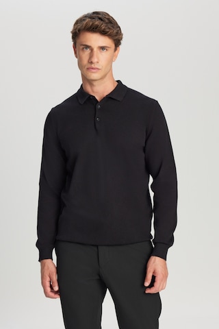 Altınyıldız Classıcs Erkek Sıyah Pamuklu Standart Fit Normal Kesim Polo Yaka Triko Kazak SIYAH