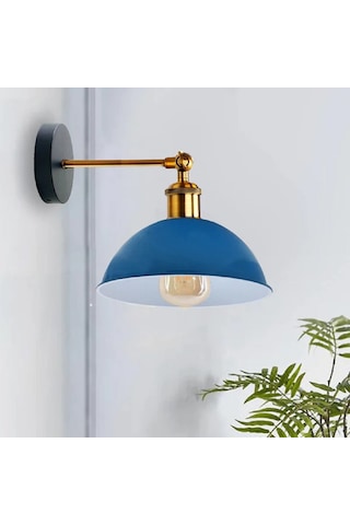 Riolight Retro1,vintage1rustik1 Açık Mavi Eskitme Duylu Masallı Tekli Duvar Aplik Şapka Çap:23cm Rio Light