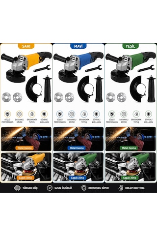 Moonshop 2800W Devir Ayarlı Avuç Içi Spiral Taşlama Makinesi 115-125 MM + 2 Adet Inox Disk