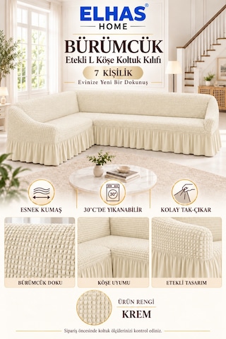 Bürümcük Kumaş 7 Kişilik Etekli L Köşe Koltuk Kılıfı Krem - 934823050 Krem Bürümcük Kumaş 7 Kişilik Etekli L Köşe Koltuk Kılıfı Krem - 934823050 Krem