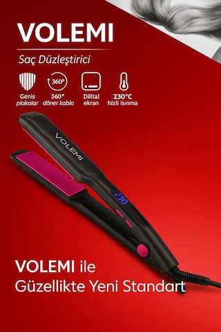 Volemı V-0106 Geniş Plakalı Saç Düzleştirici Hızlı Isınma, Dijital Led Ekran, Parlak Ve Pürüzsüz Saçlar