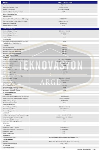 Exelon 10.2KW 48V Akıllı İnverter MPPT (450VDC)