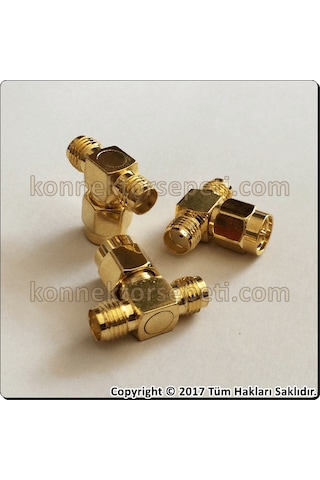 Sma Erkek - 2X Sma Dişi T Konnektör Çoklayıcı Adaptör A+