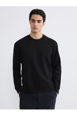 Lcw Vision Siyah Bisiklet Yaka Erkek Sweatshirt
