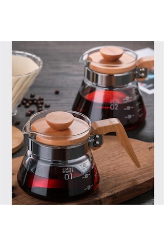 Moveevo "premium Ahşap Ve Cam Kahve Sürahisi - 400ml Ölçekli, Kolay Kullanım" Diğer