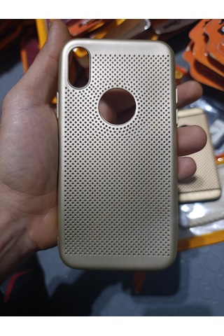Apple iPhone X / Xs Uyumlu Silikon Kılıf Delikli Gold 2 Adet Gold
