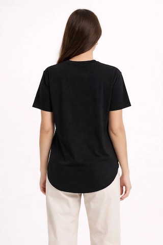 Wear Vexel Kadın Basic T-shirt Kısa Kol Bisiklet Yaka Oval Kesim Tişört - Siyah Siyah
