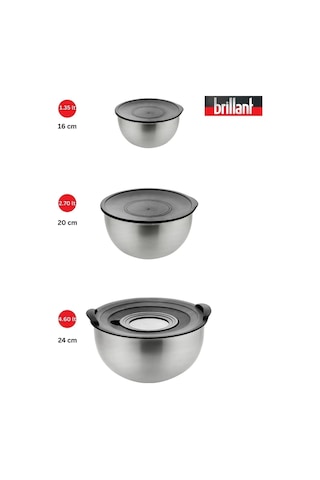 Paslanmaz 3'lü Rendeli Karıştırma Kabı 9 Parça Saklama Karıştırma Kabı Çelik