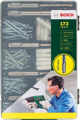 Bosch DIY 173 Parça Çivi Dübel Vidalama Matkap Uçlu Sabitleme Aksesuar Seti (SDS Plus) - 2607017163