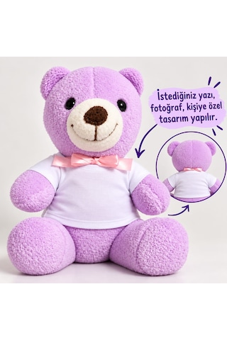 Açık Mor Ayıcık 20 Cm Kişiye Özel Peluş Oyuncak İsimli Ve Özel Tasarım
