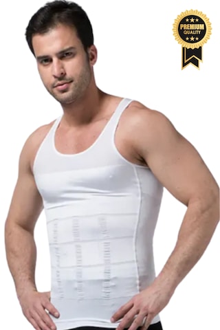 Fitform Giyim Fitform Erkek Atlet Korse Ultra Göğüs Toplayıcı Jinekomasti Göbek Toparlayıcı Dik Duruş Korse Beyaz