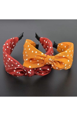 Kadınlar İçin Tavşan Kulaklı Kafa Bandı Düğümlü Geniş Fiyonklu Türban Saç Bandı Saç Sarma Puantiyeli Saç Bandı Kızlar İçin 5 Renk Çok Renkli