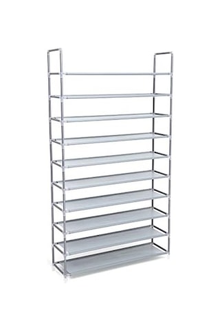 27kids 10 Katlı Ayakkabı Rafı, 100x29x175 Cm, Gri, Lsr10g Acı Kahverengi