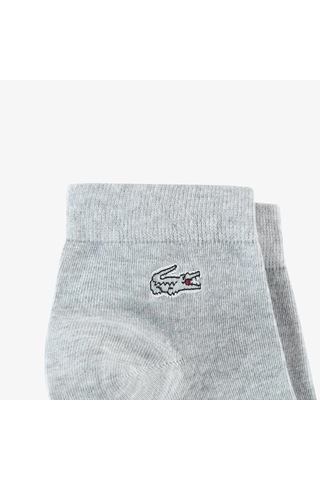 Lacoste Ankle Length Cotton Sport Socks Örme Logo Tekli Bilek Boyu Çorap Unisex Gri