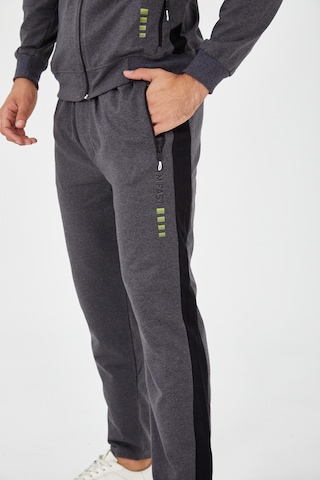 Pants Düz Paça Fermuarlı Kapşonlu Eşofman Takım - Füme Füme