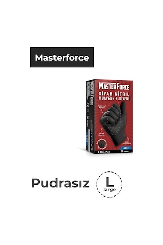 Has-Pet Masterforce Siyah Nitril Eldiven 50'Li Paket L(Large)