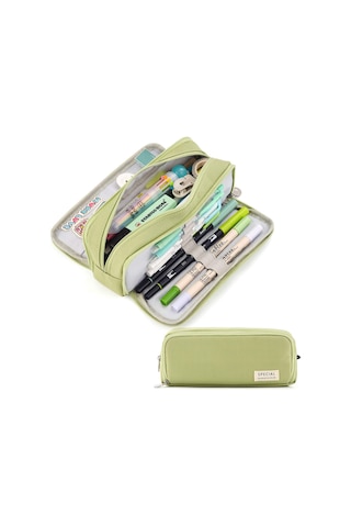 Aubyhe Renkli Makaron Desenli Çift Pencere Kalem Kutusu, 3 Bölmeli Büyük Kapasite, Üniversite Öğrencileri İçin Çok Amaçlı, 50 Kalem Saklayabilir, Pembe 797 Pembe