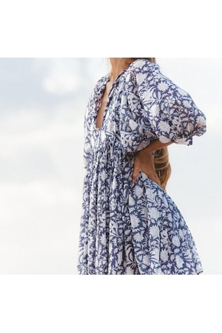 Yaz Kadın Elbisesi Moda Büyük Metre Gevşek Askılı Kişiselleştirilmiş Edebi Retro Avrupa Ve Amerikan Tarzı Baskılı Elbiseler Açık Mor