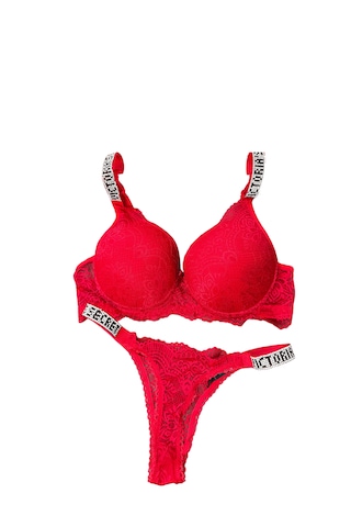 Victoria's Secret Victoria"s Secret Pusch Up Set Alt Üst Dolgulu Sütyen Ve Külot Takım 2"li Set Kırmızı