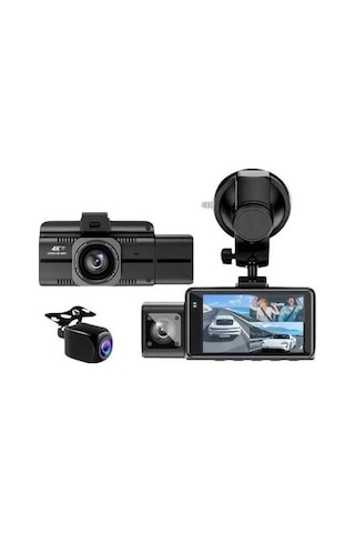 F6 4k 1080p Monitörlü Gece Görüşlü 3 Kanal Wifi/gps Li Döngü Kayıtlı Araç Iç Dış Kamera - G6t