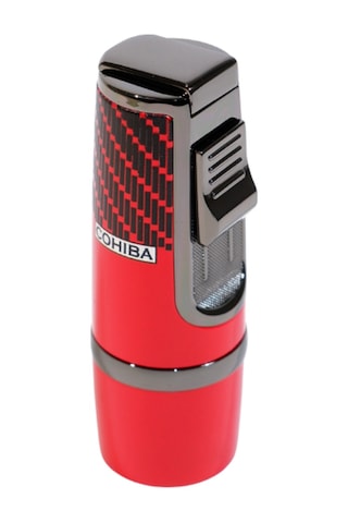 Cohiba 3 Torch Pürmüz Kırmızı-siyah Desenli Metal Puro Çakmağı - Tr9246