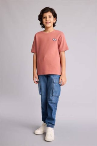 Defacto Oversıze Bisiklet Yaka Aplike Kısa Kollu Tişört Erkek Çocuk G6988a826smbr96 Pembe-br96