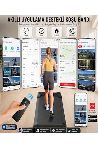 KB800 Koşu Bandı Katlanabilir Titreşim Modlu 2HP Sessiz Motor %9 Eğim Uzaktan Kumandalı Bluetooth