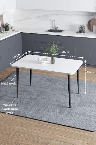Damla 60x90 Cm Oval Köşeli Beyaz Yemek Masası Mutfak Masası Balkon Masası Çalışma Masası Çok Renkli